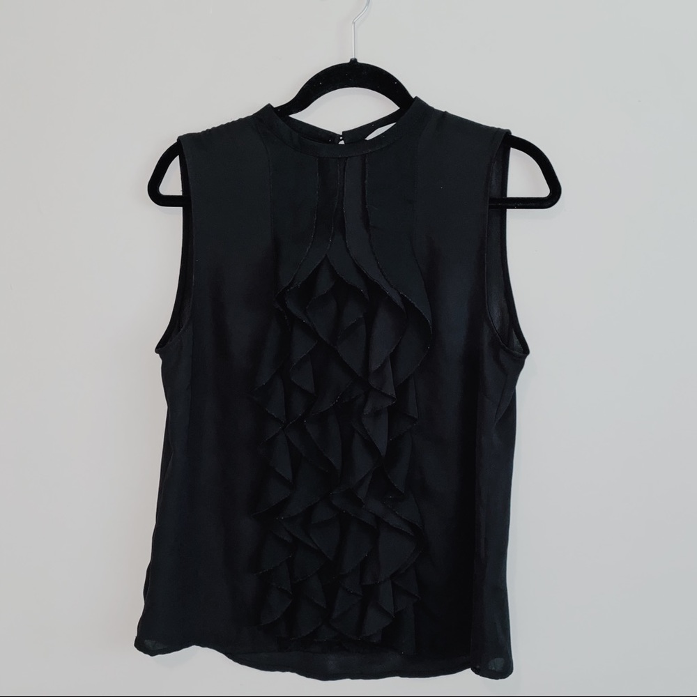 🆕 H&M | Black Chiffon Ruffle Top